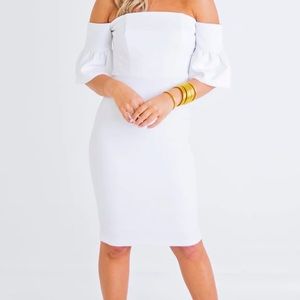 White Off The Shoulder Midi